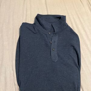 Mens LANDS END mesh POLO SHIRT long sleeves 4XLT Blue in Excellent Condition